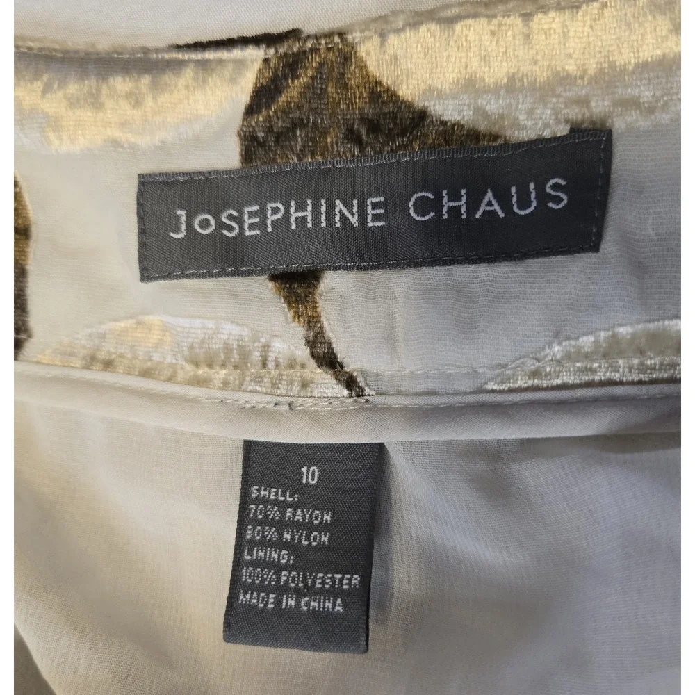 Josephine Chaus Flowy Shimmery Velvet Cream/Browns‎ Skirt Womens Size 10 Lined